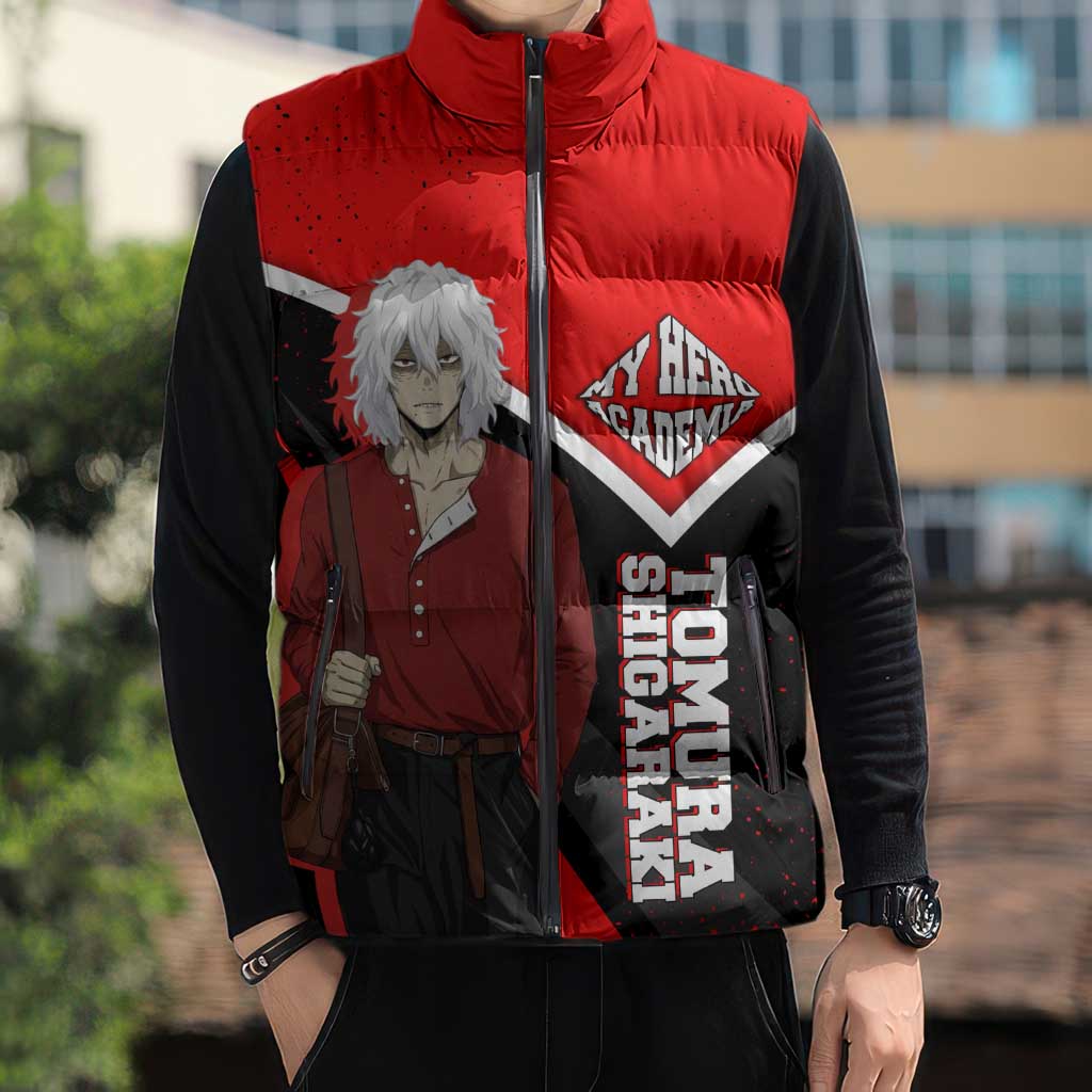 Tomura Shigaraki My Hero Academia Sleeveless Puffer Jacket Anime Grunge Splatter Graphic Style