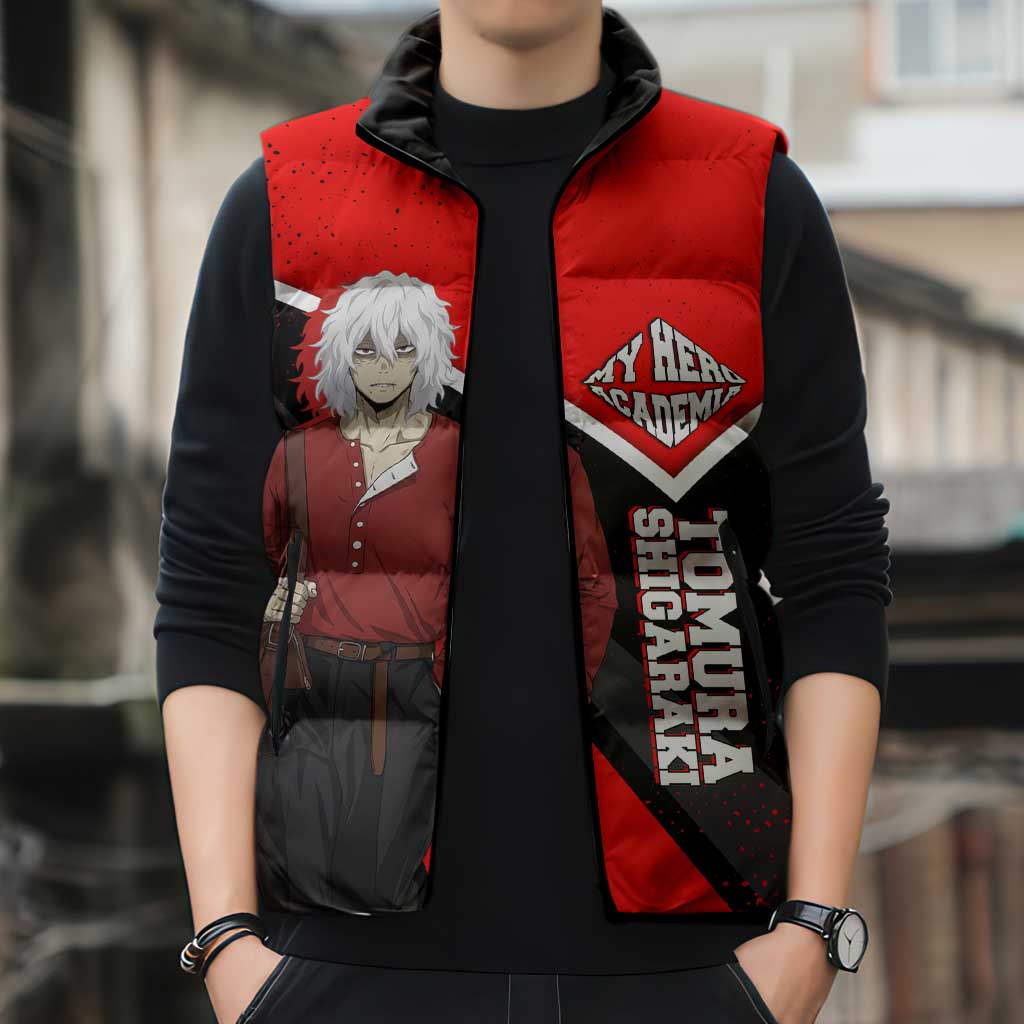 Tomura Shigaraki My Hero Academia Sleeveless Puffer Jacket Anime Grunge Splatter Graphic Style