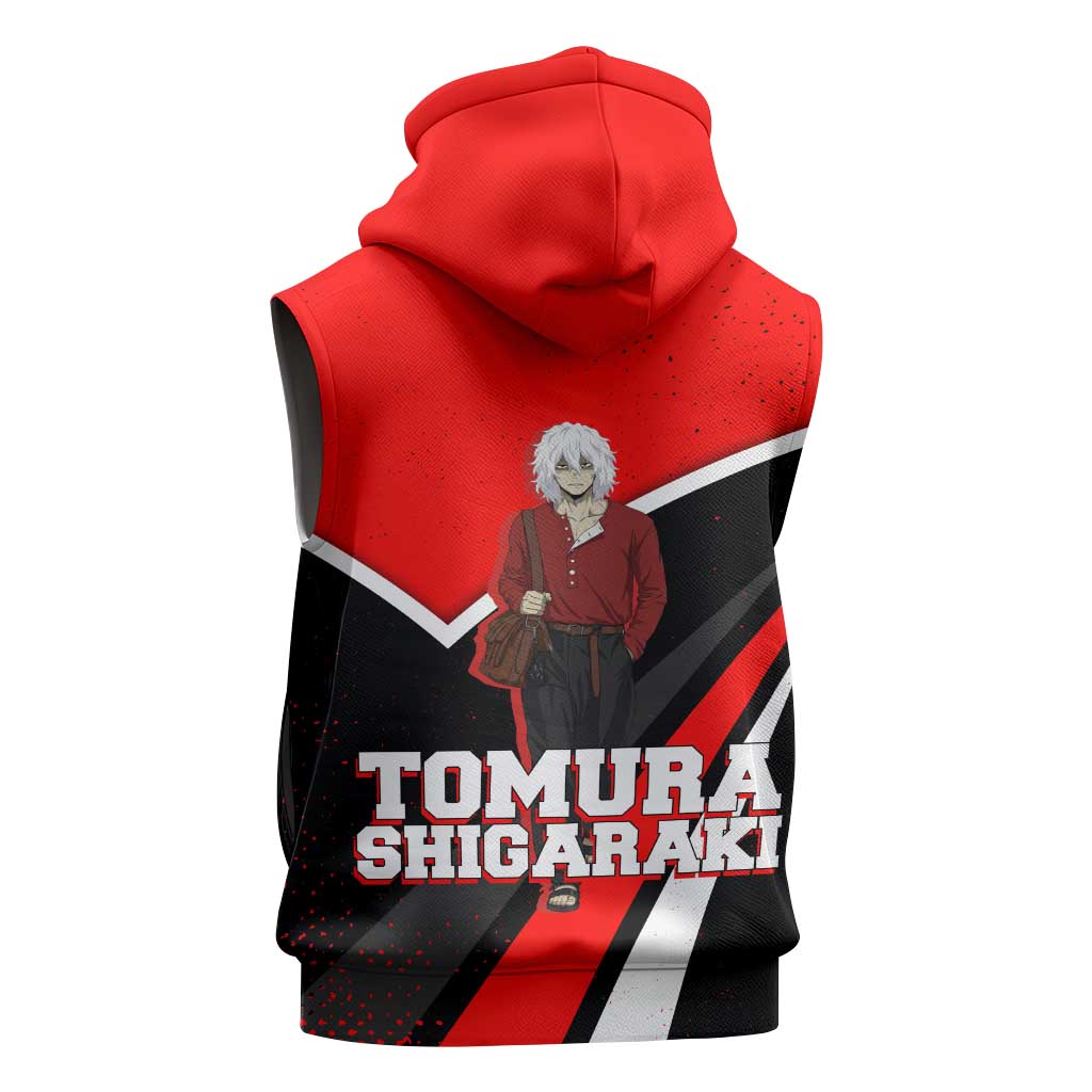 Tomura Shigaraki My Hero Academia Sleeveless Zip Hoodie Anime Grunge Splatter Graphic Style