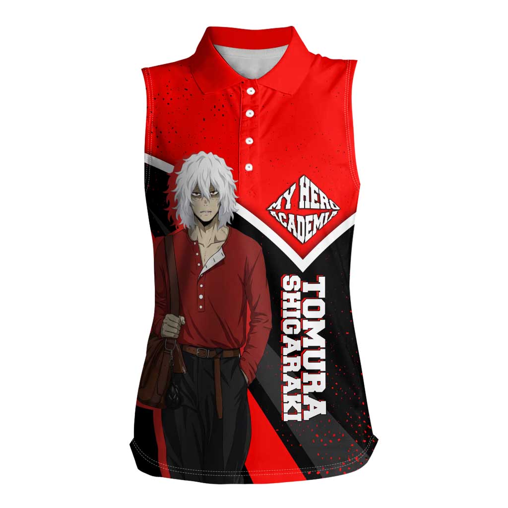 Tomura Shigaraki My Hero Academia Women Sleeveless Polo Shirt Anime Grunge Splatter Graphic Style