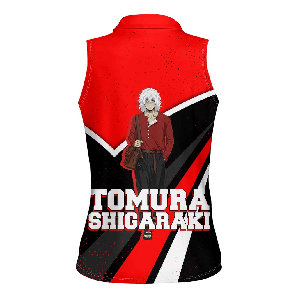 Tomura Shigaraki My Hero Academia Women Sleeveless Polo Shirt Anime Grunge Splatter Graphic Style