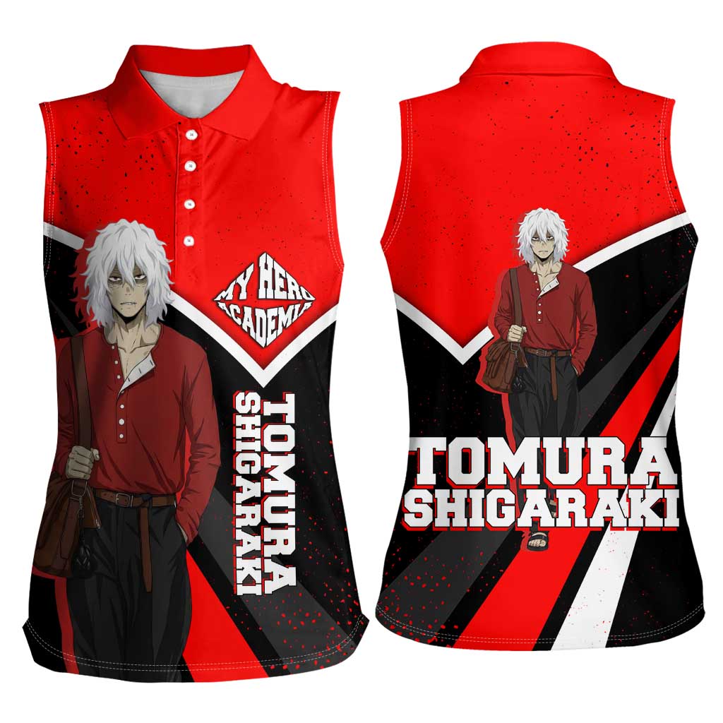 Tomura Shigaraki My Hero Academia Women Sleeveless Polo Shirt Anime Grunge Splatter Graphic Style