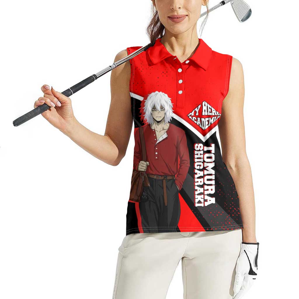 Tomura Shigaraki My Hero Academia Women Sleeveless Polo Shirt Anime Grunge Splatter Graphic Style