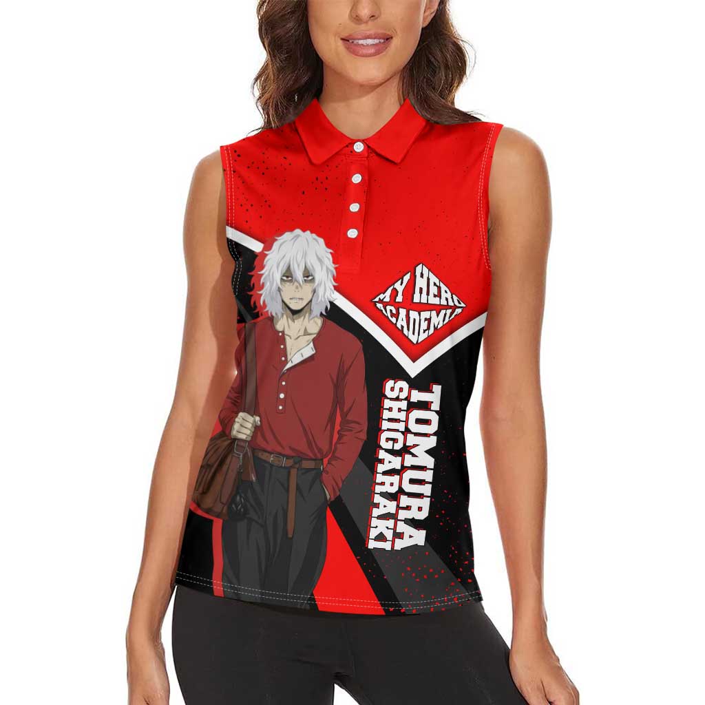 Tomura Shigaraki My Hero Academia Women Sleeveless Polo Shirt Anime Grunge Splatter Graphic Style