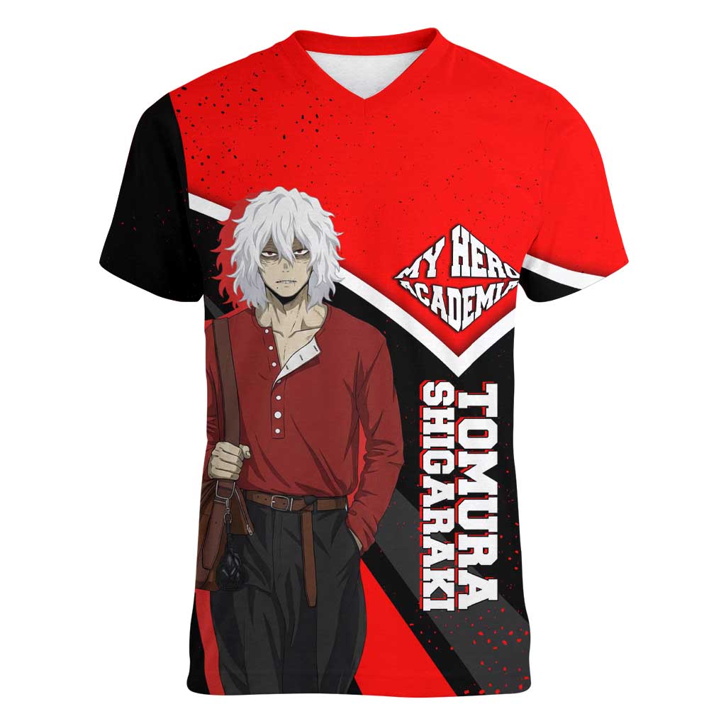 Tomura Shigaraki My Hero Academia Women V-Neck T-Shirt Anime Grunge Splatter Graphic Style