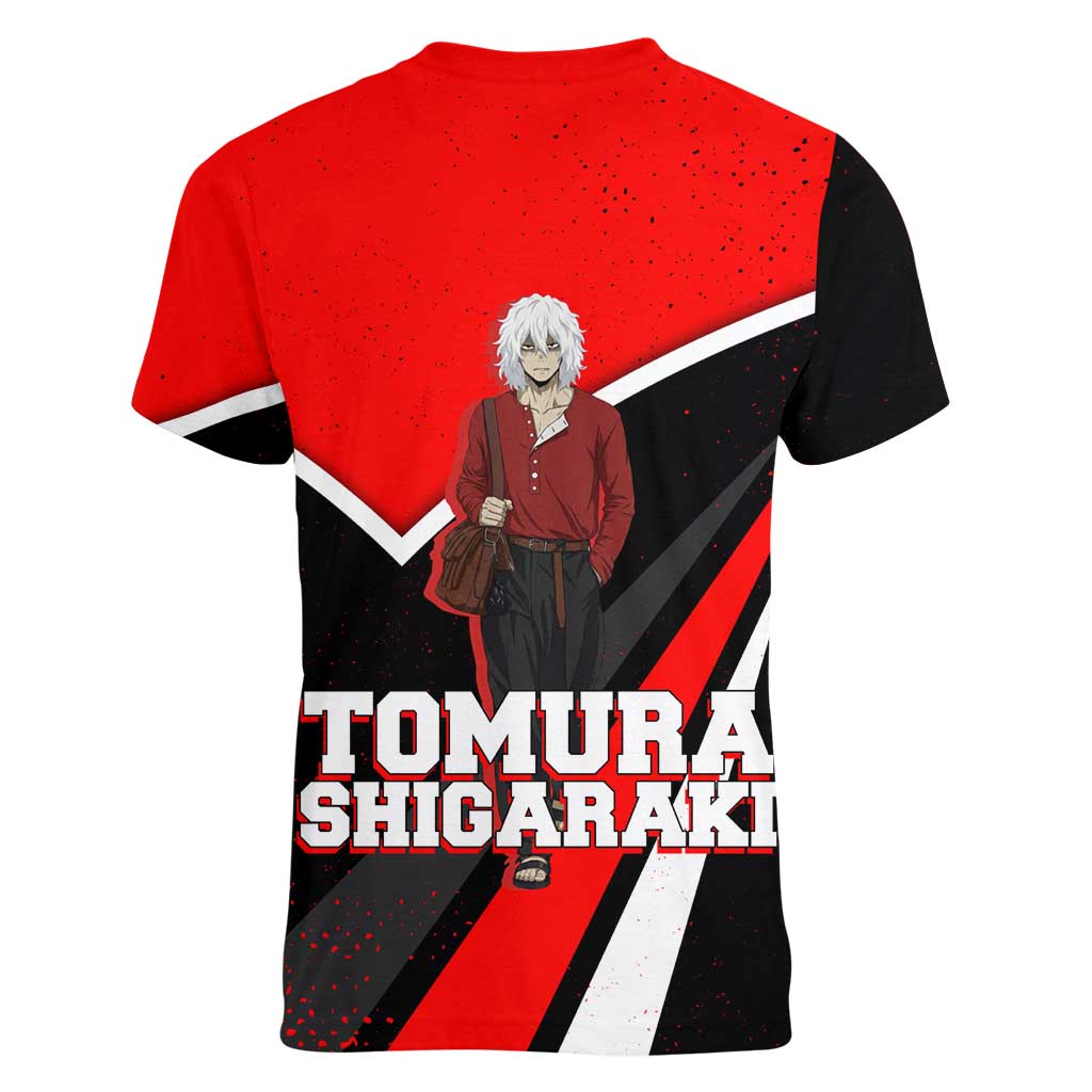 Tomura Shigaraki My Hero Academia Women V-Neck T-Shirt Anime Grunge Splatter Graphic Style