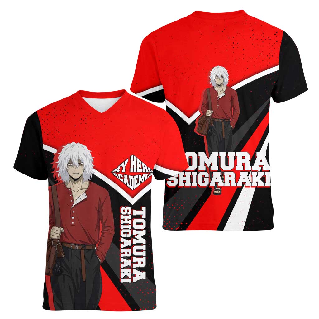 Tomura Shigaraki My Hero Academia Women V-Neck T-Shirt Anime Grunge Splatter Graphic Style