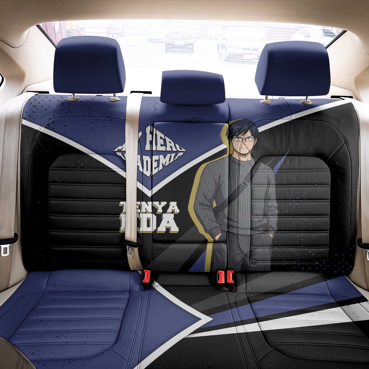 Tenya Iida My Hero Academia Back Car Seat Cover Anime Grunge Splatter Graphic Style