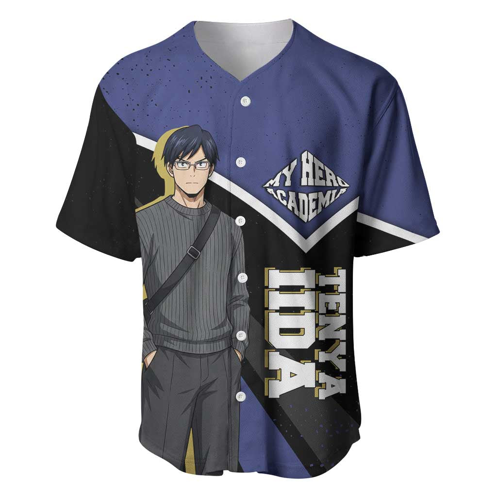 Tenya Iida My Hero Academia Baseball Jersey Anime Grunge Splatter Graphic Style