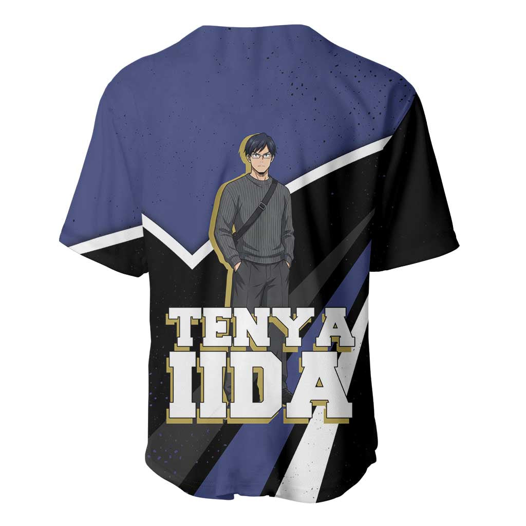 Tenya Iida My Hero Academia Baseball Jersey Anime Grunge Splatter Graphic Style