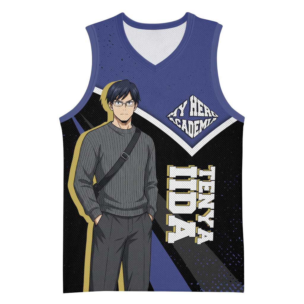 Tenya Iida My Hero Academia Basketball Jersey Anime Grunge Splatter Graphic Style