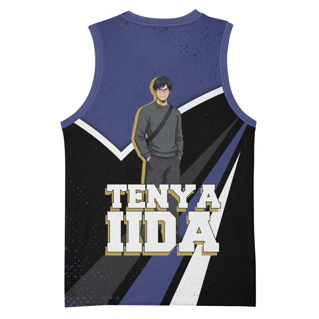 Tenya Iida My Hero Academia Basketball Jersey Anime Grunge Splatter Graphic Style
