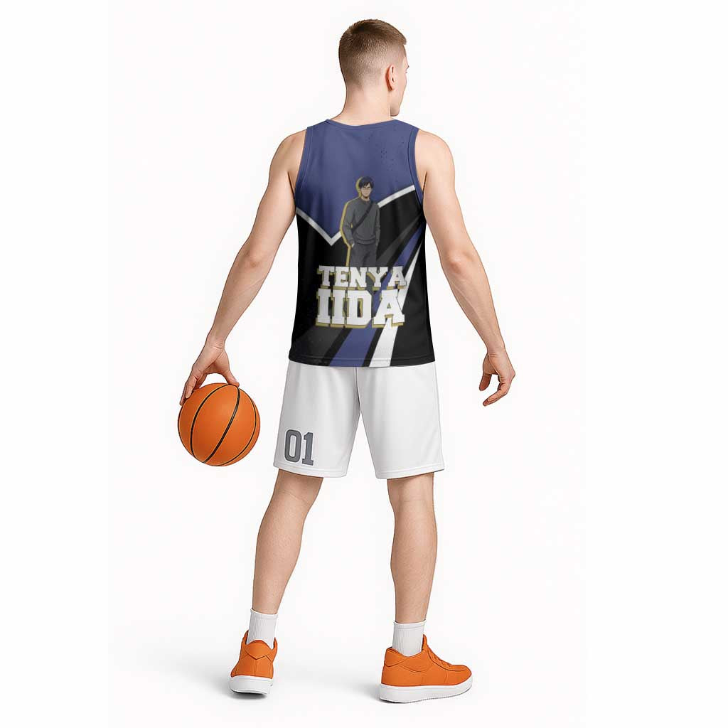 Tenya Iida My Hero Academia Basketball Jersey Anime Grunge Splatter Graphic Style