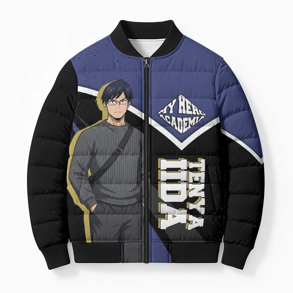 Tenya Iida My Hero Academia Bomber Puffer Jacket Anime Grunge Splatter Graphic Style
