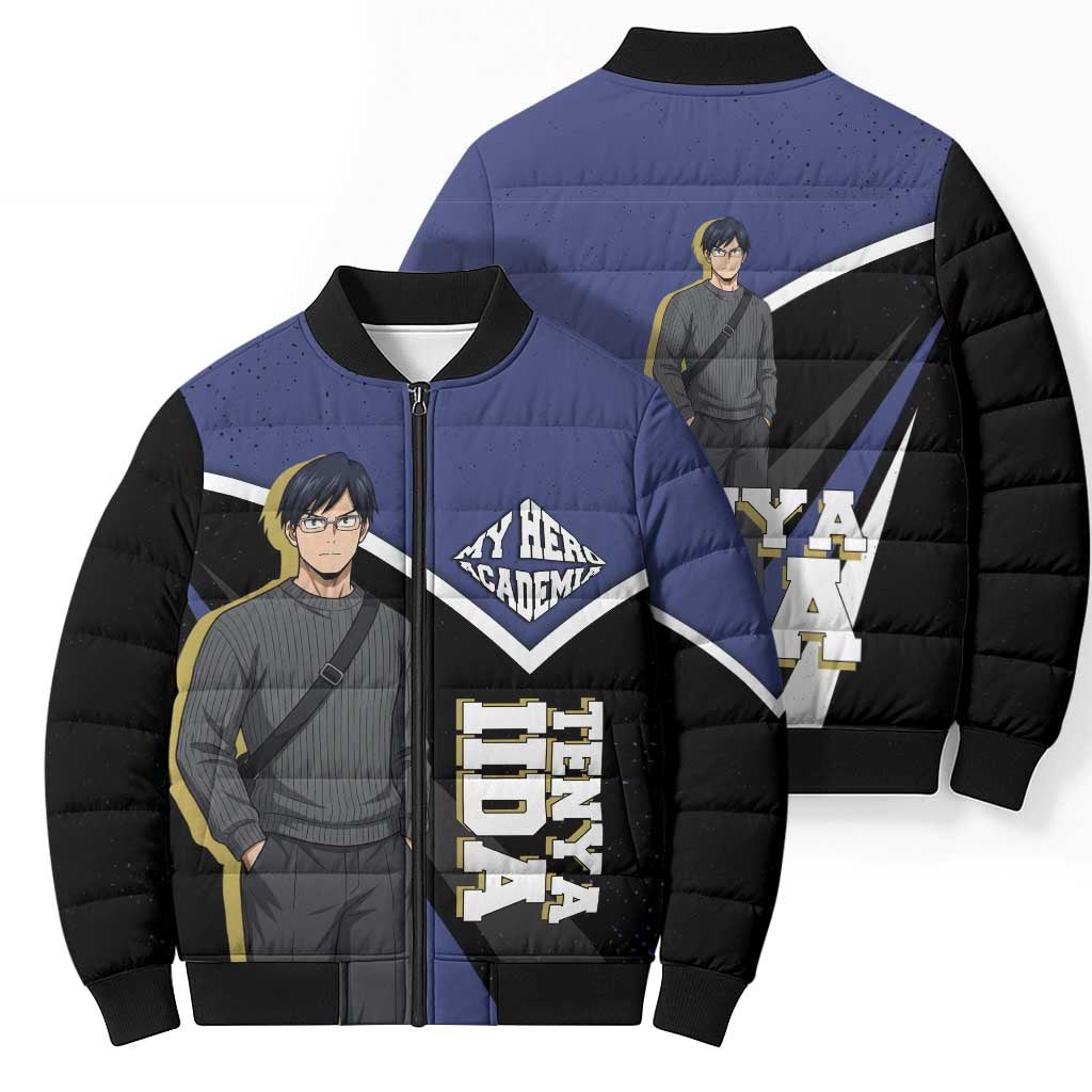 Tenya Iida My Hero Academia Bomber Puffer Jacket Anime Grunge Splatter Graphic Style