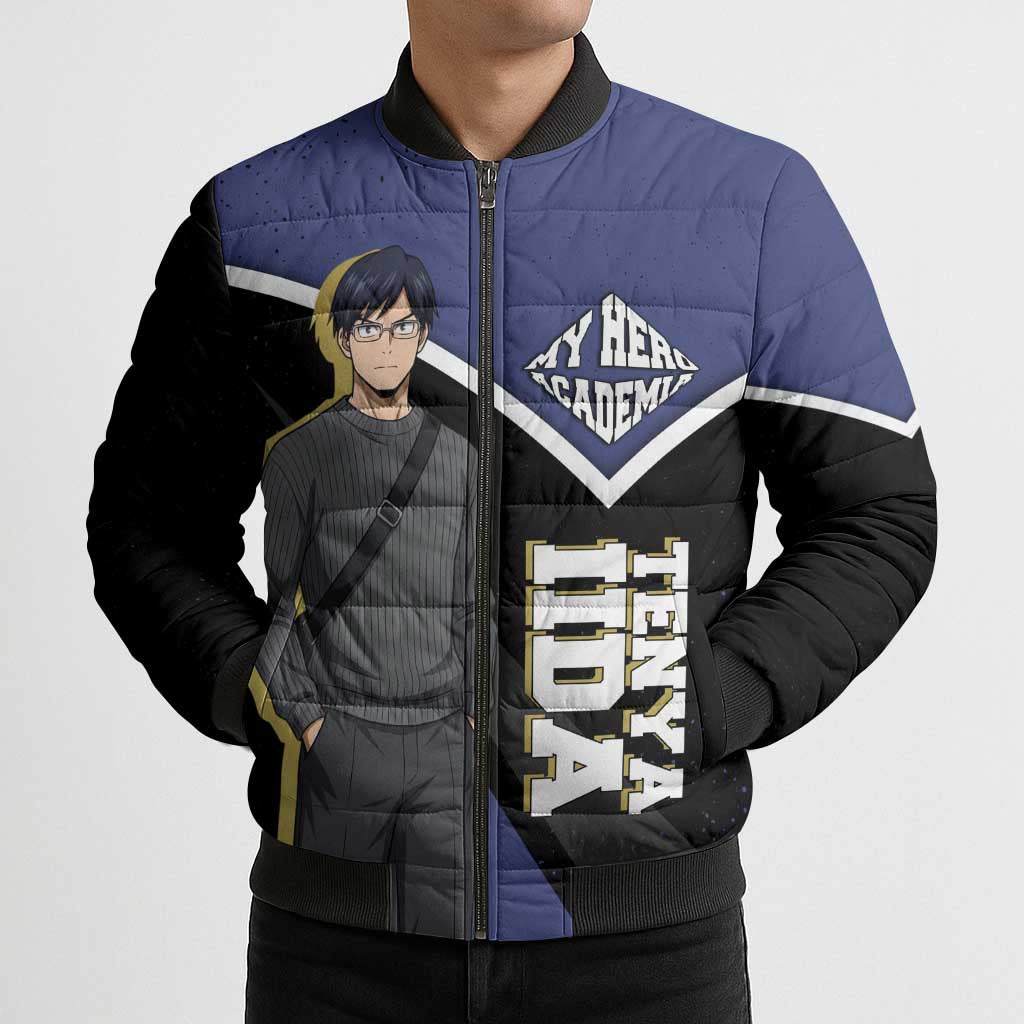 Tenya Iida My Hero Academia Bomber Puffer Jacket Anime Grunge Splatter Graphic Style