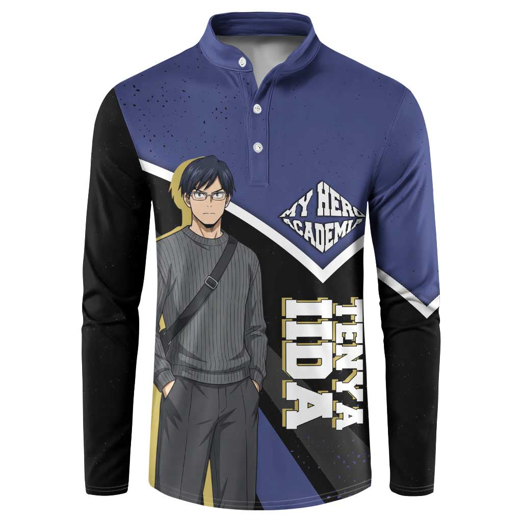 Tenya Iida My Hero Academia Button Sweatshirt Anime Grunge Splatter Graphic Style