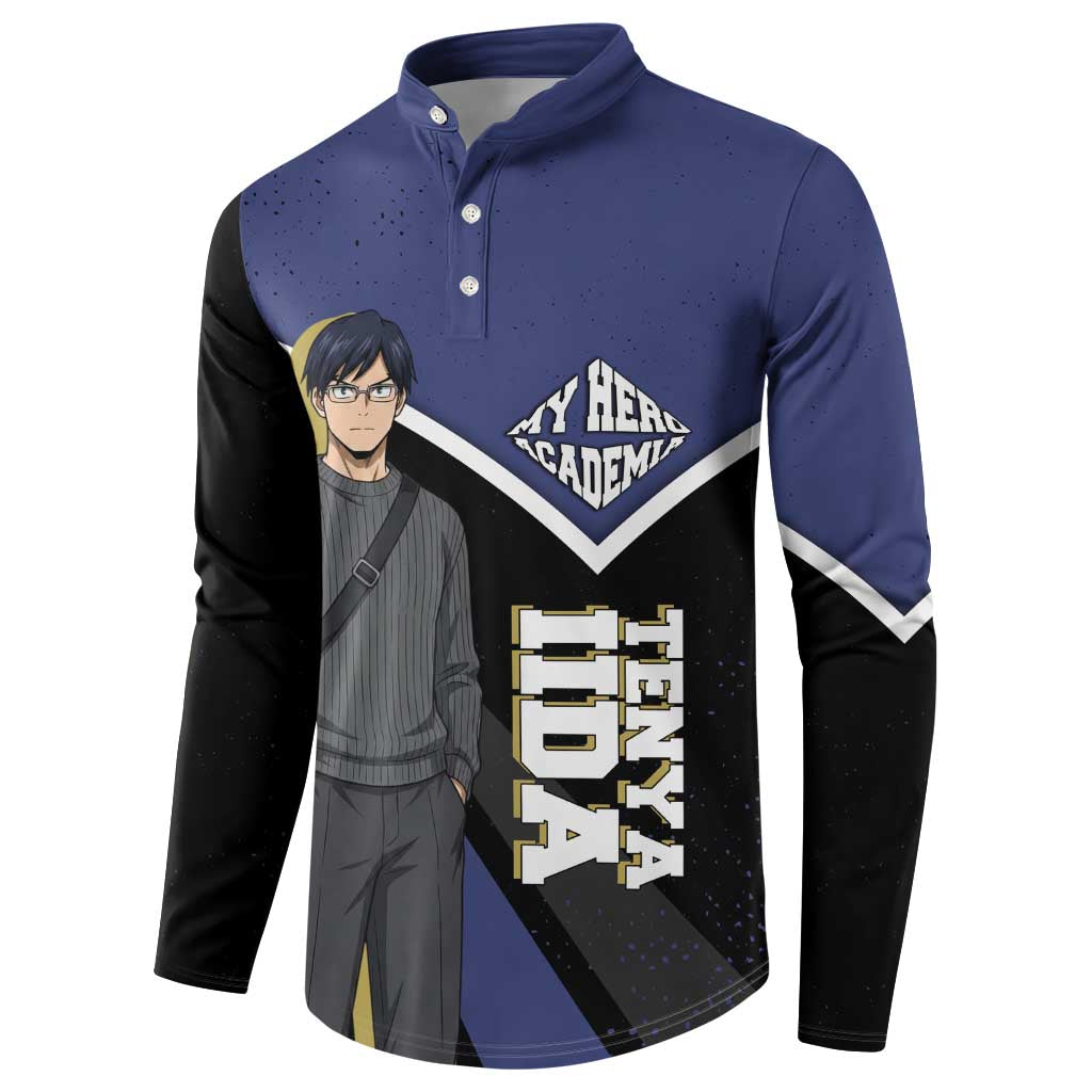 Tenya Iida My Hero Academia Button Sweatshirt Anime Grunge Splatter Graphic Style