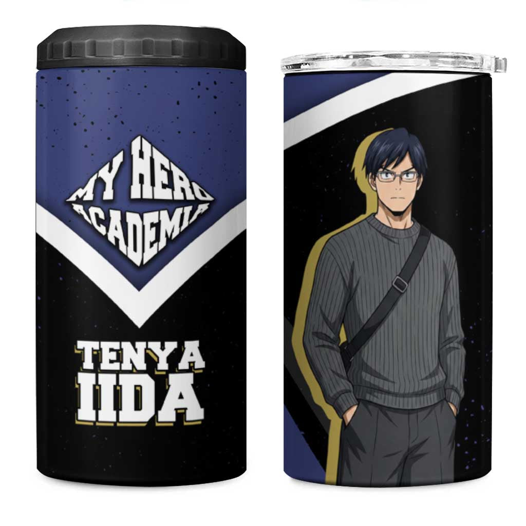 Tenya Iida My Hero Academia 4 in 1 Can Cooler Tumbler Anime Grunge Splatter Graphic Style