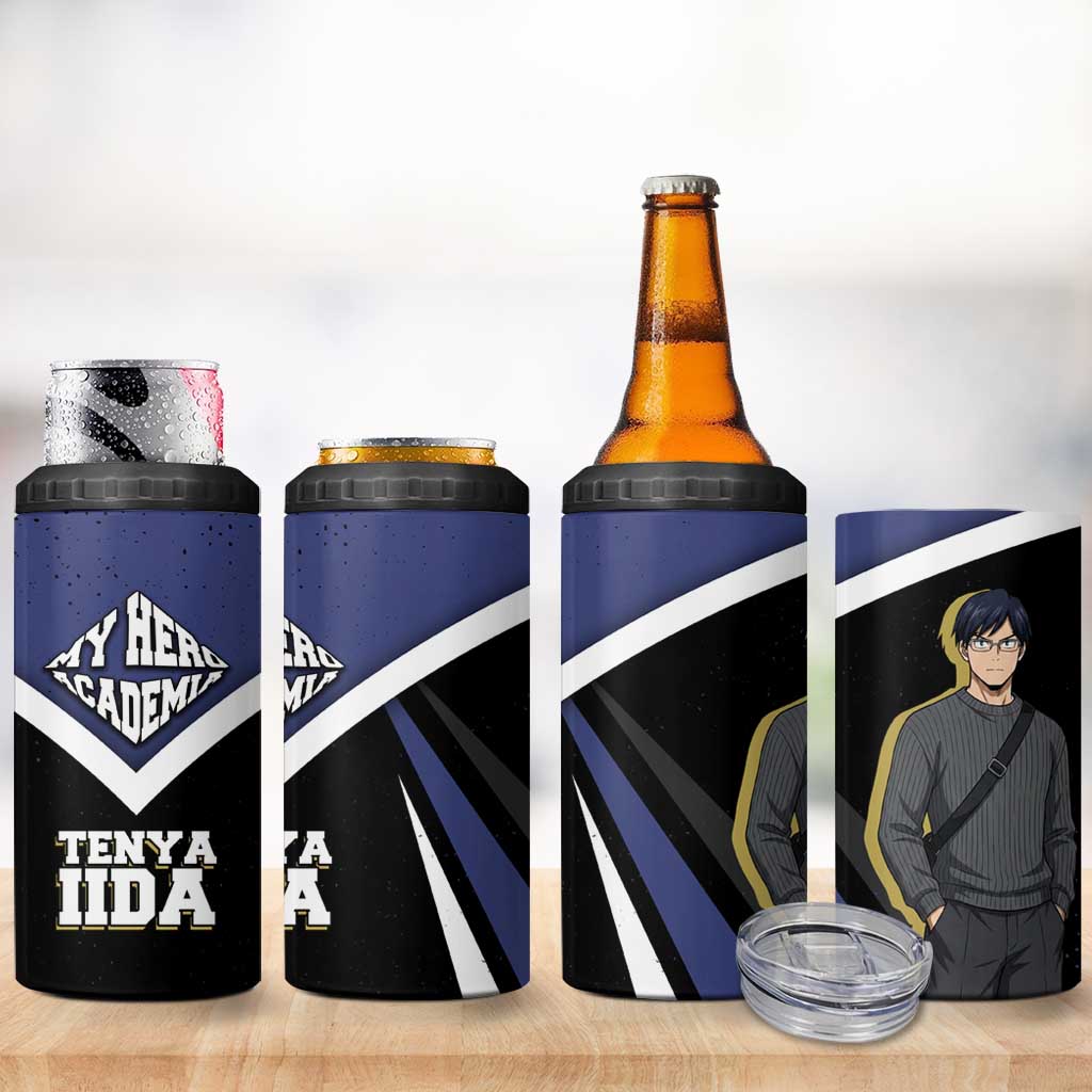 Tenya Iida My Hero Academia 4 in 1 Can Cooler Tumbler Anime Grunge Splatter Graphic Style