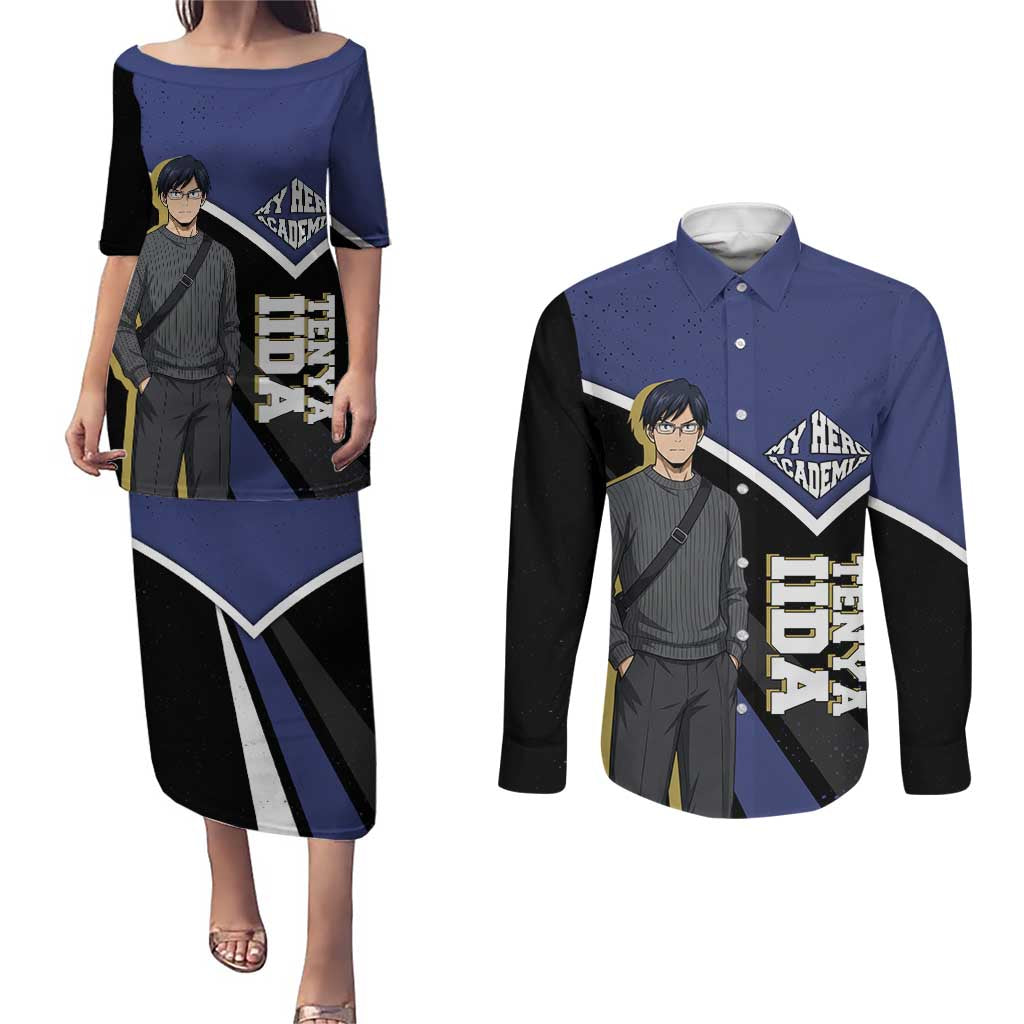 Tenya Iida My Hero Academia Couples Matching Puletasi and Long Sleeve Button Shirt Anime Grunge Splatter Graphic Style