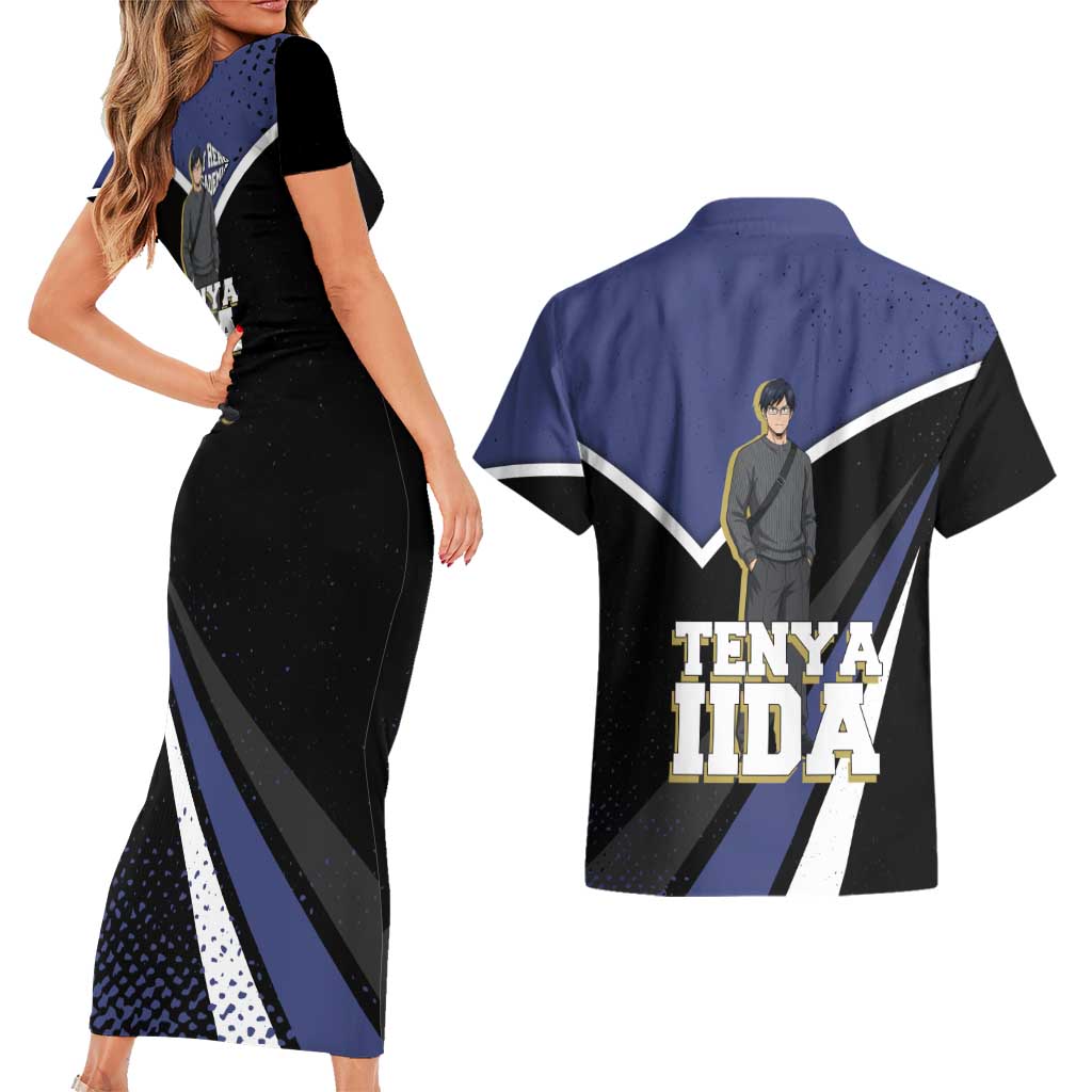 Tenya Iida My Hero Academia Couples Matching Short Sleeve Bodycon Dress and Hawaiian Shirt Anime Grunge Splatter Graphic Style