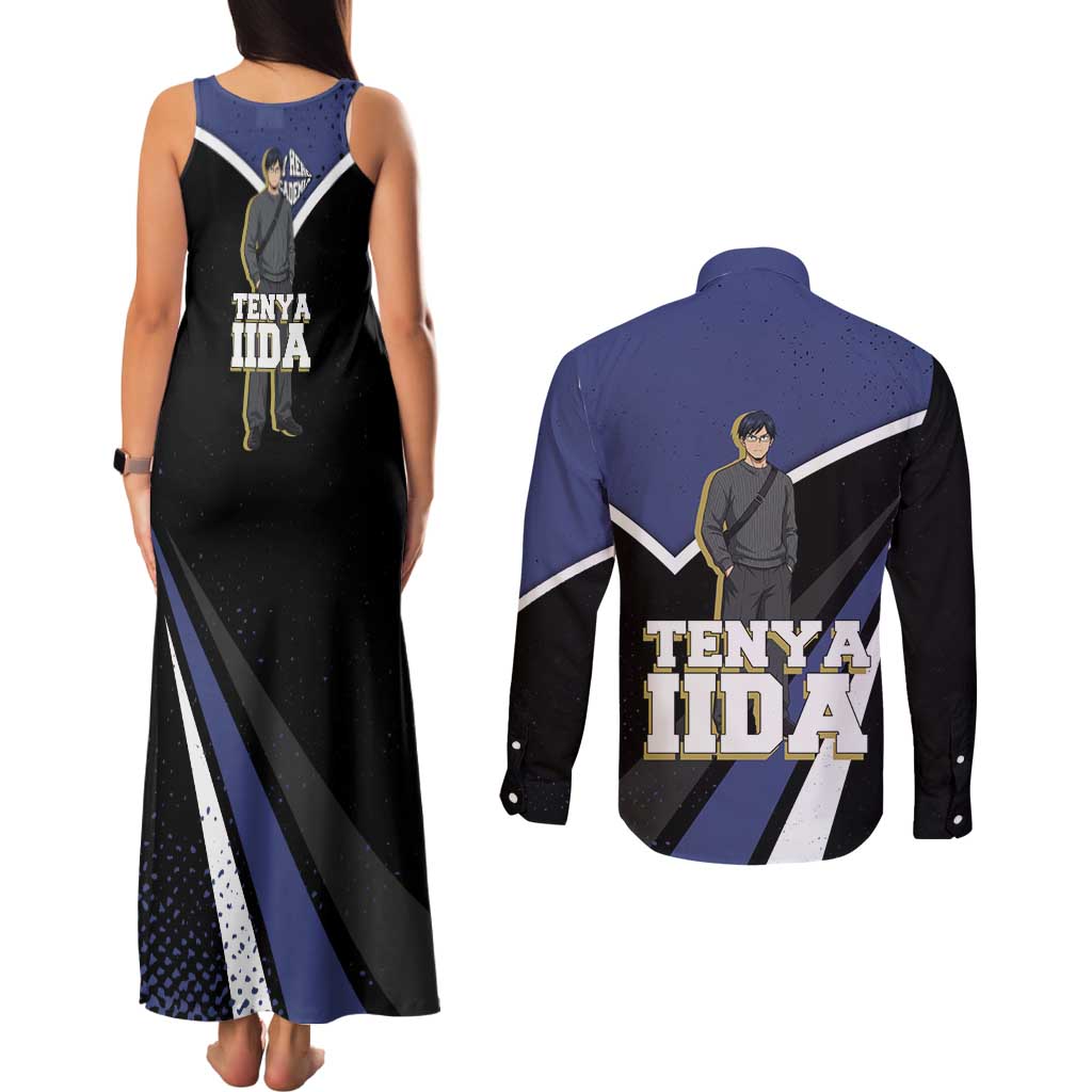 Tenya Iida My Hero Academia Couples Matching Tank Maxi Dress and Long Sleeve Button Shirt Anime Grunge Splatter Graphic Style