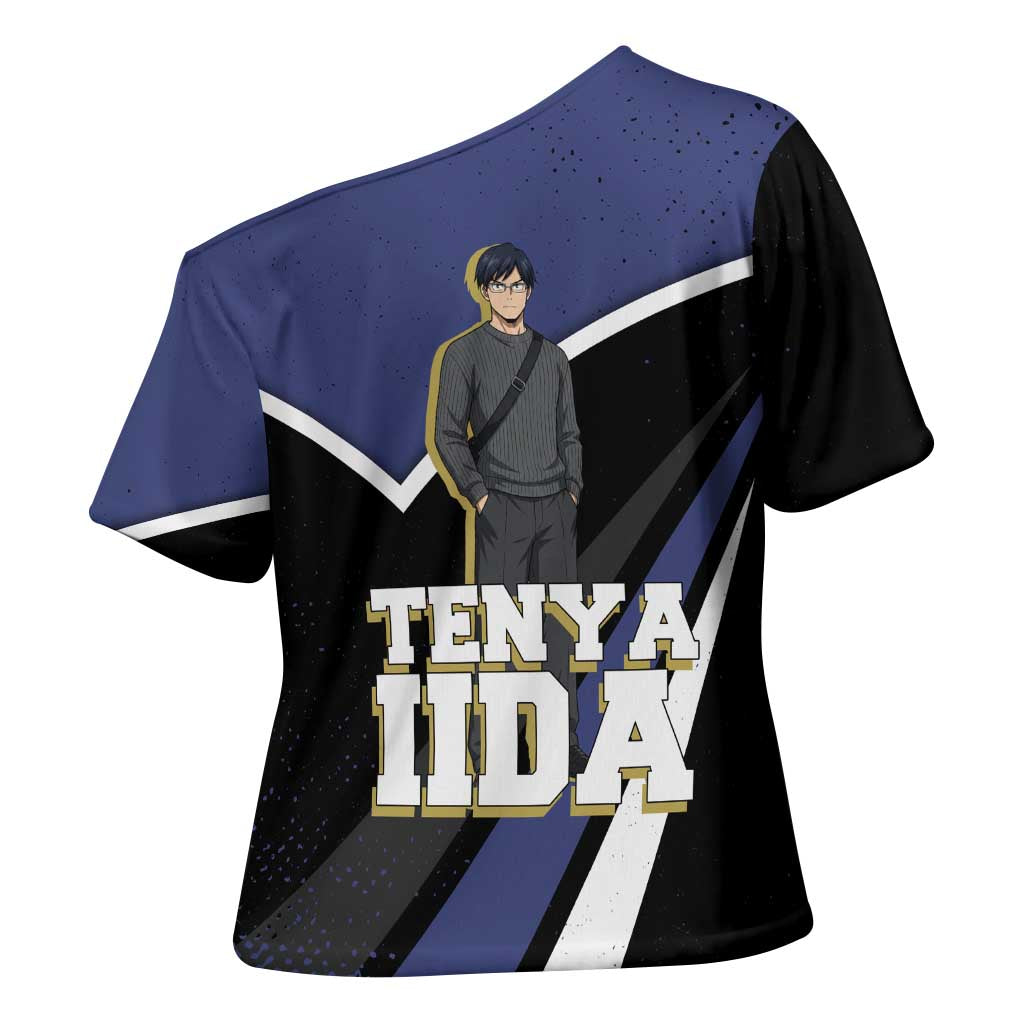 Tenya Iida My Hero Academia Cross Shoulder Shirt Anime Grunge Splatter Graphic Style