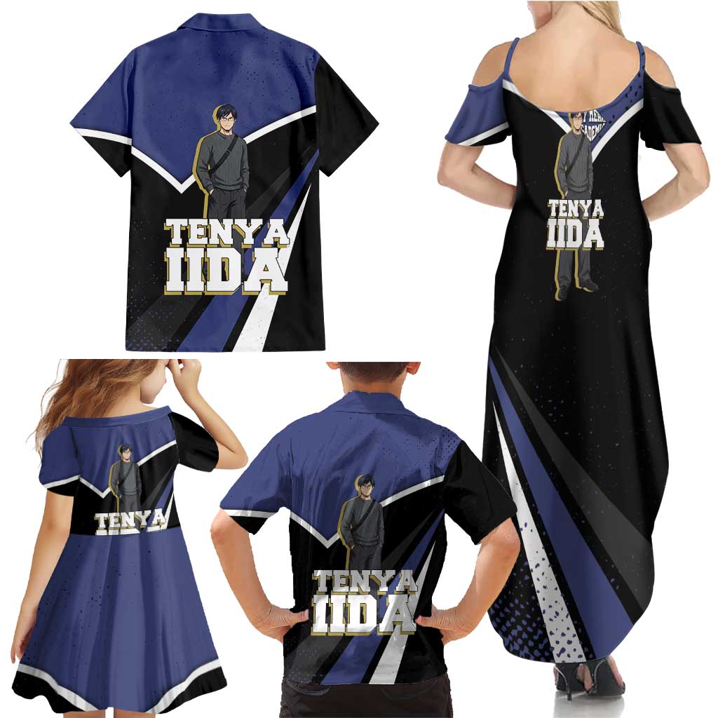 Tenya Iida My Hero Academia Family Matching Summer Maxi Dress and Hawaiian Shirt Anime Grunge Splatter Graphic Style