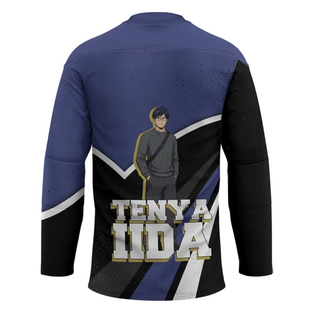 Tenya Iida My Hero Academia Hockey Jersey Anime Grunge Splatter Graphic Style