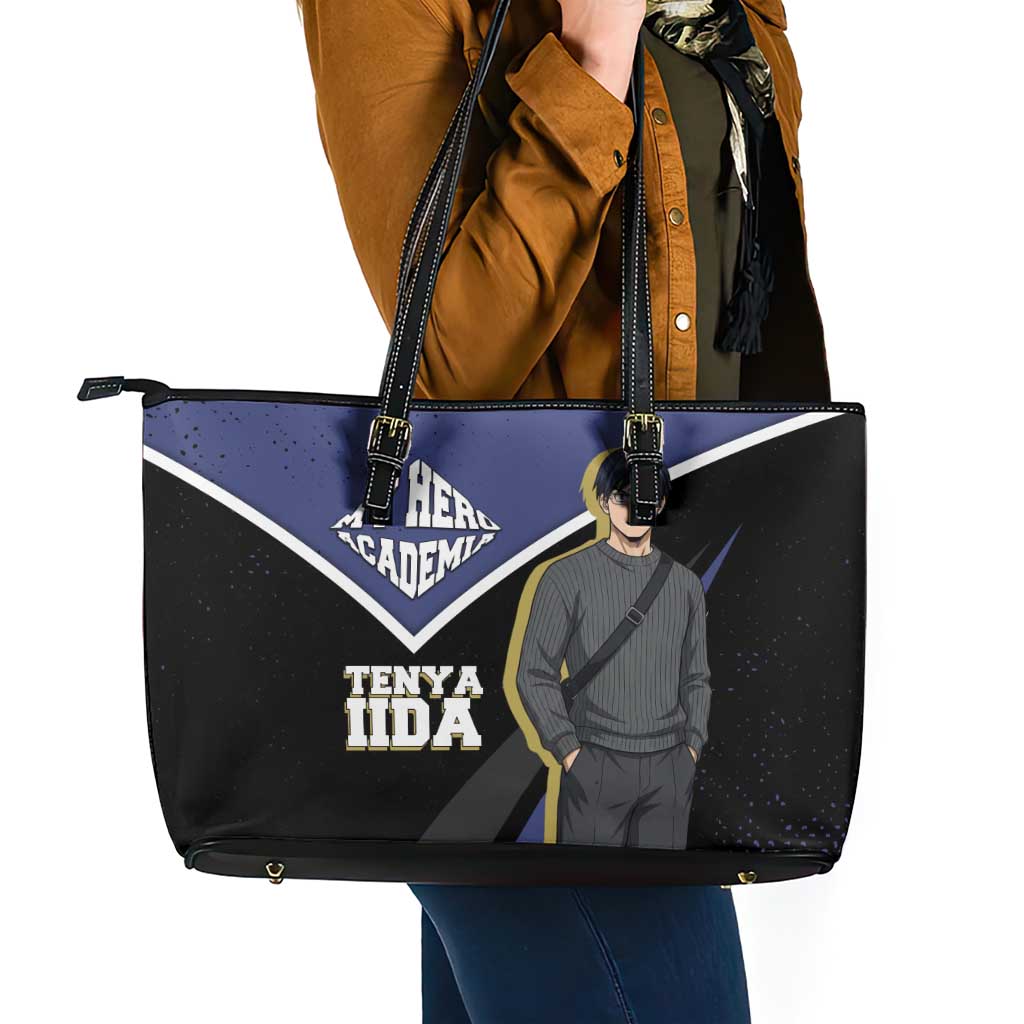 Tenya Iida My Hero Academia Leather Tote Bag Anime Grunge Splatter Graphic Style