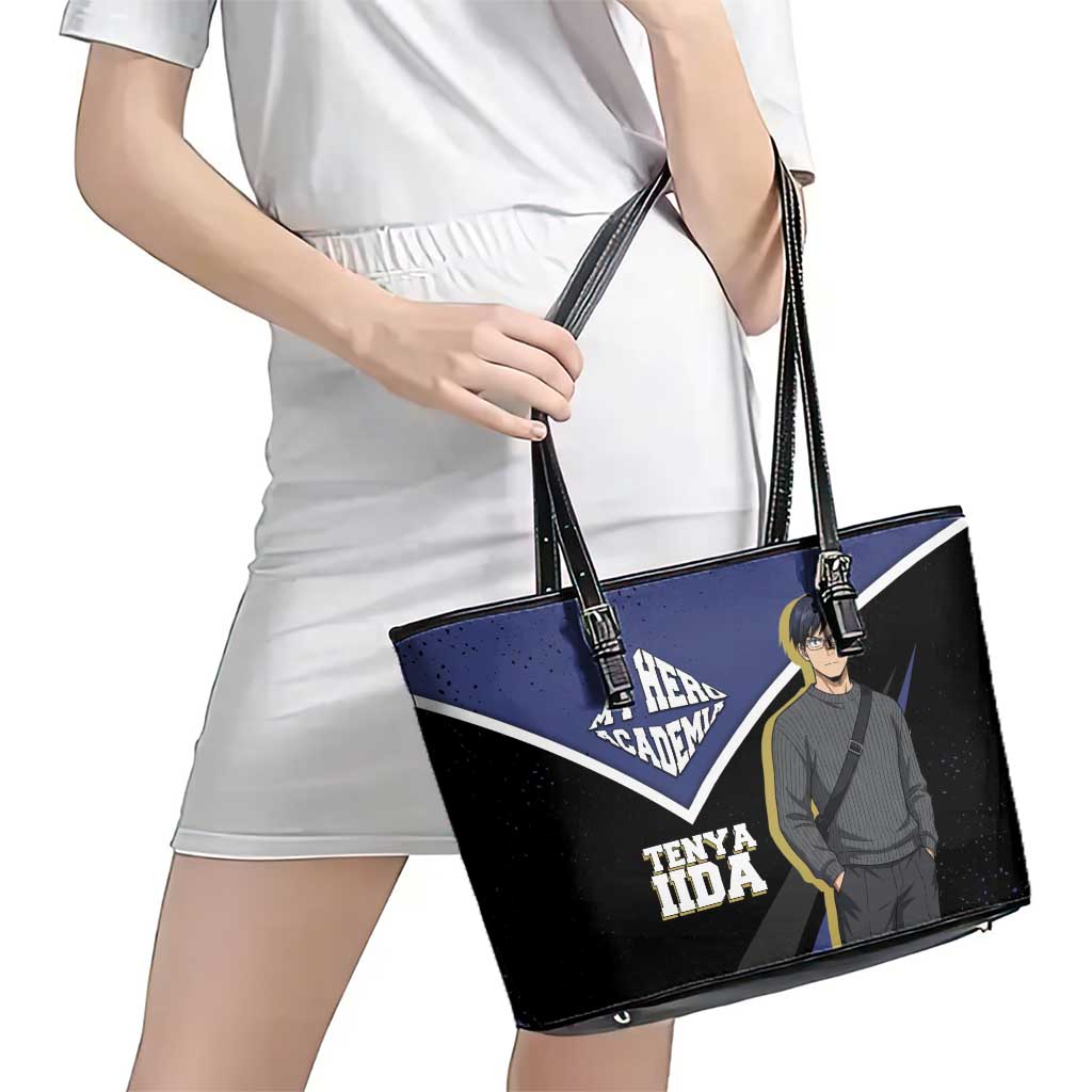 Tenya Iida My Hero Academia Leather Tote Bag Anime Grunge Splatter Graphic Style