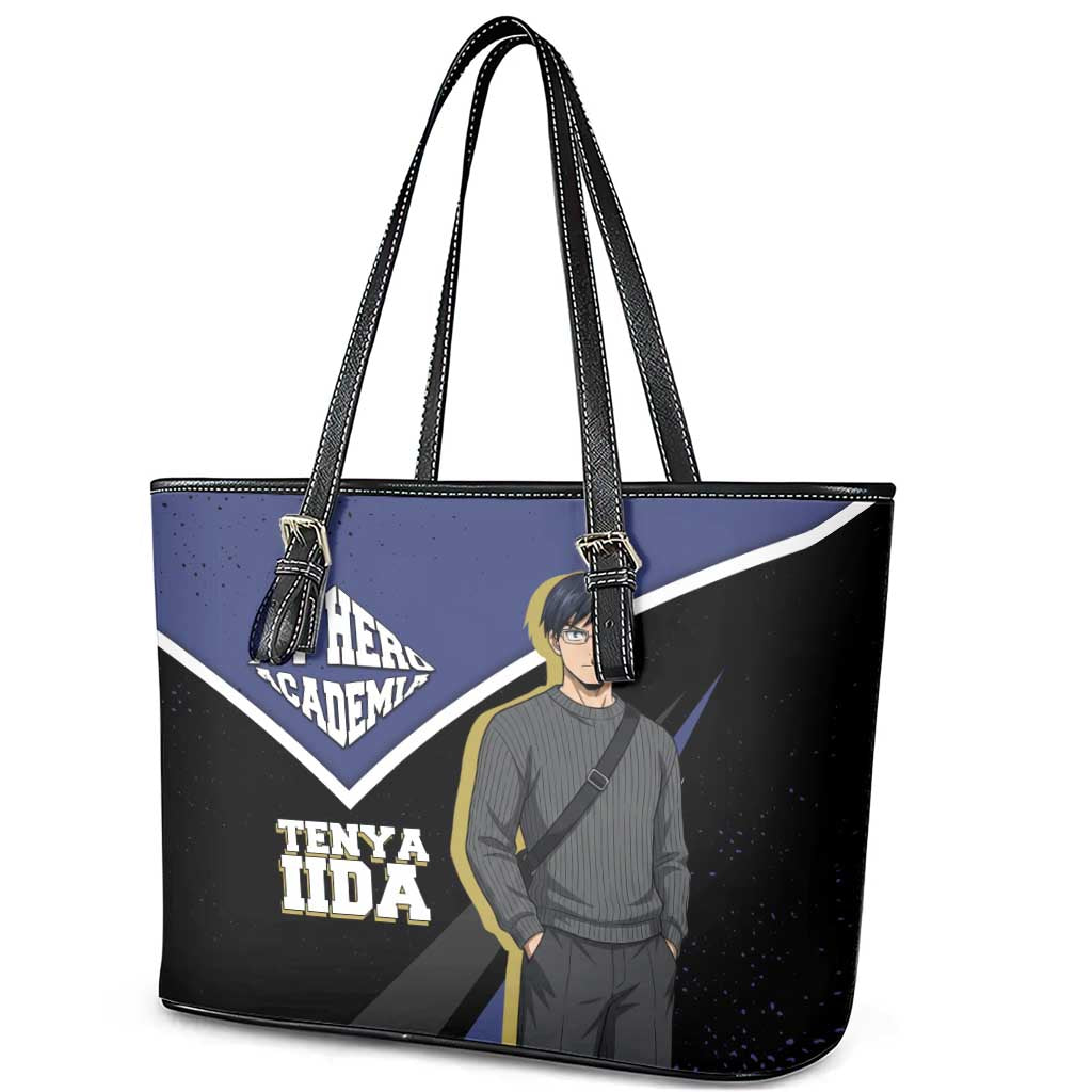 Tenya Iida My Hero Academia Leather Tote Bag Anime Grunge Splatter Graphic Style