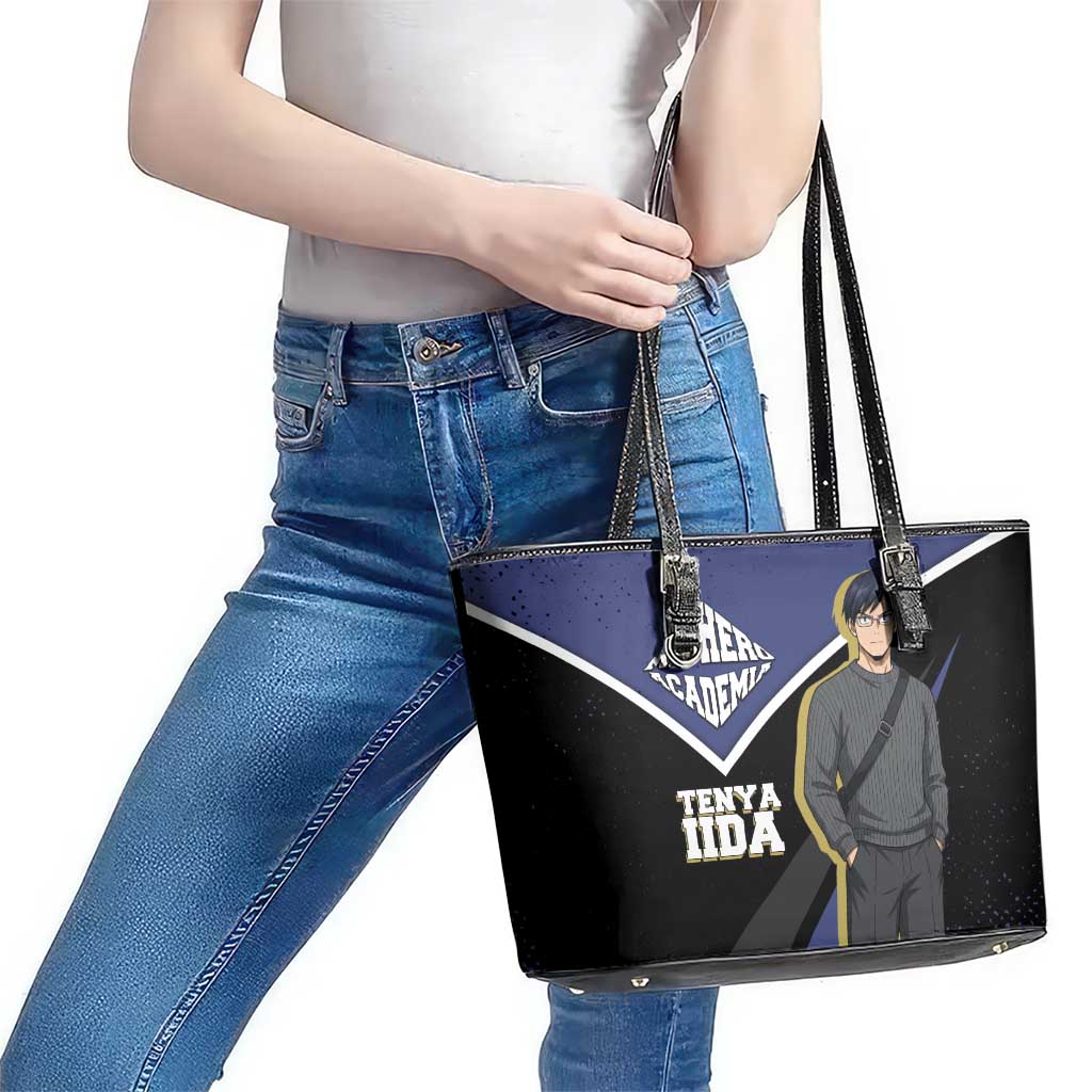 Tenya Iida My Hero Academia Leather Tote Bag Anime Grunge Splatter Graphic Style