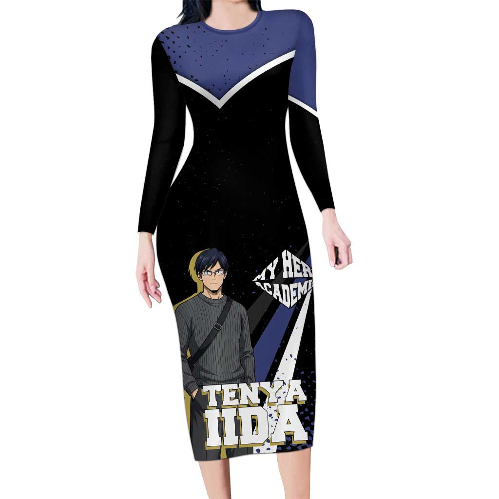 Tenya Iida My Hero Academia Long Sleeve Bodycon Dress Anime Grunge Splatter Graphic Style