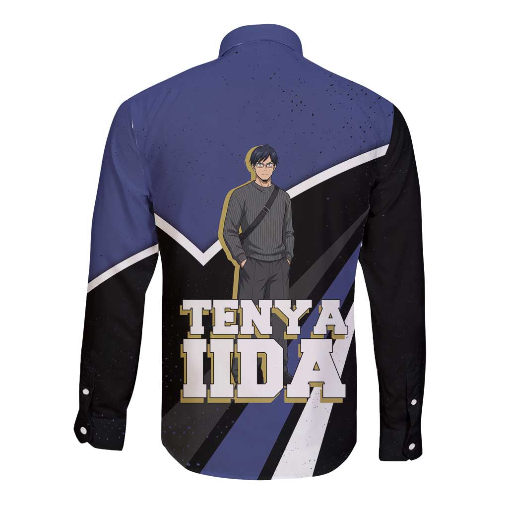 Tenya Iida My Hero Academia Long Sleeve Button Shirt Anime Grunge Splatter Graphic Style