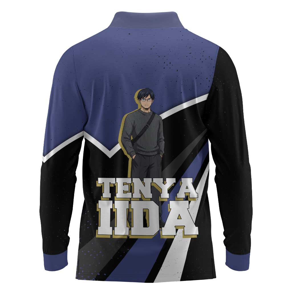 Tenya Iida My Hero Academia Long Sleeve Polo Shirt Anime Grunge Splatter Graphic Style
