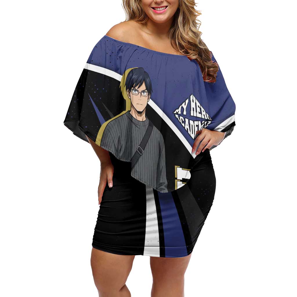 Tenya Iida My Hero Academia Off Shoulder Short Dress Anime Grunge Splatter Graphic Style