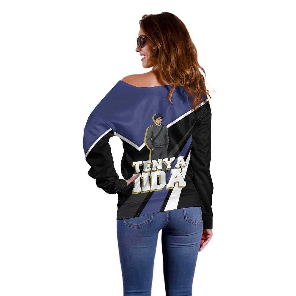 Tenya Iida My Hero Academia Off Shoulder Sweater Anime Grunge Splatter Graphic Style