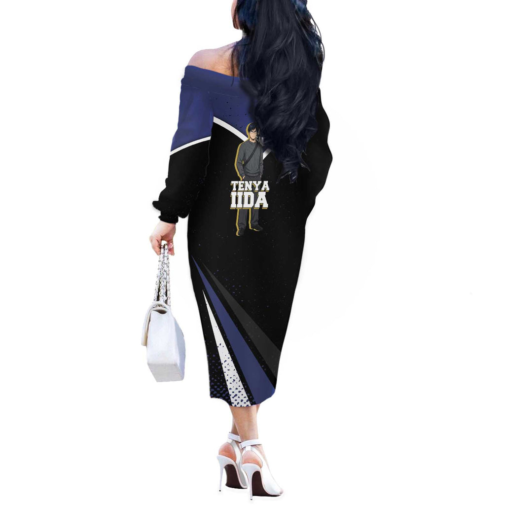 Tenya Iida My Hero Academia Off The Shoulder Long Sleeve Dress Anime Grunge Splatter Graphic Style