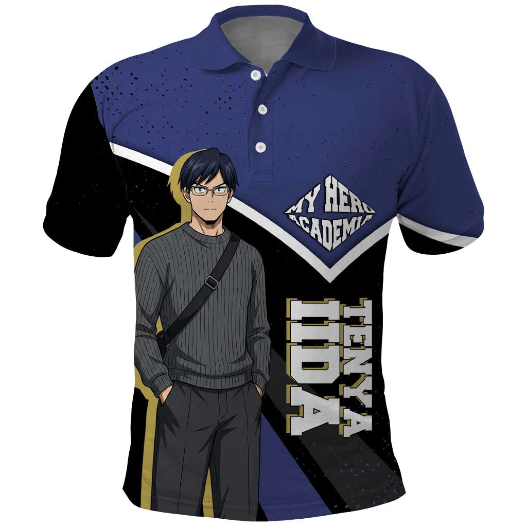 Tenya Iida My Hero Academia Polo Shirt Anime Grunge Splatter Graphic Style
