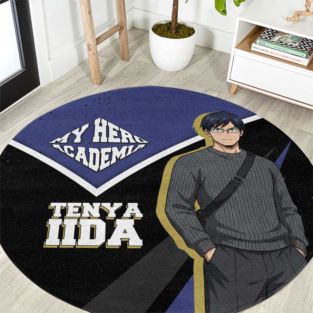 Tenya Iida My Hero Academia Round Carpet Anime Grunge Splatter Graphic Style