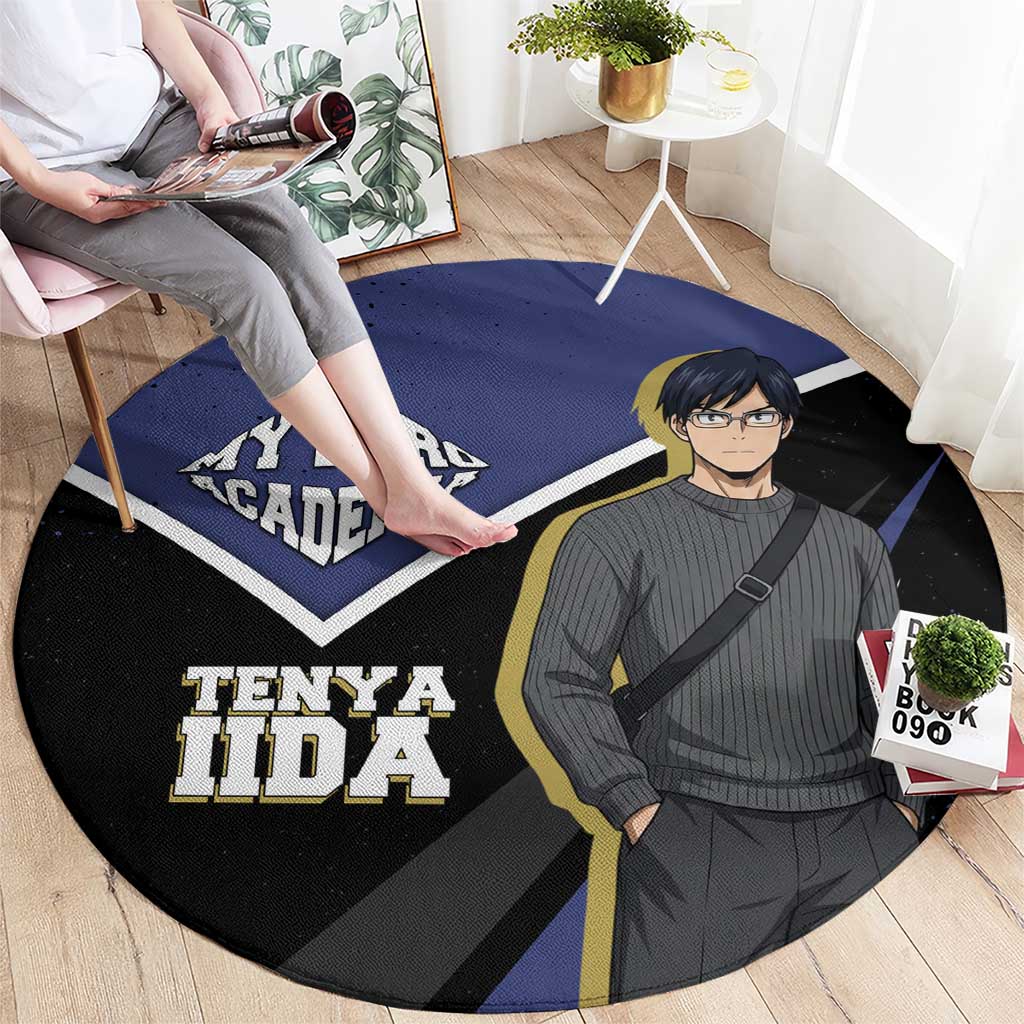Tenya Iida My Hero Academia Round Carpet Anime Grunge Splatter Graphic Style