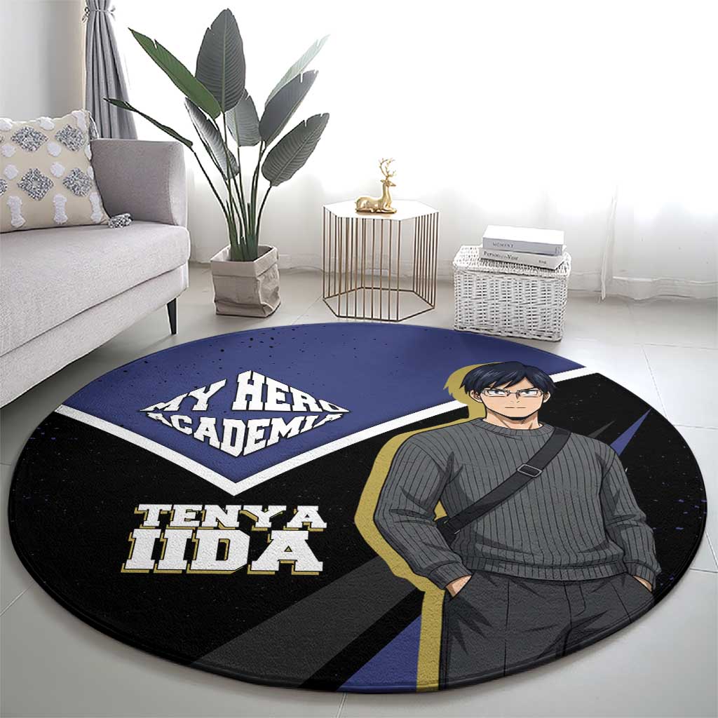 Tenya Iida My Hero Academia Round Carpet Anime Grunge Splatter Graphic Style