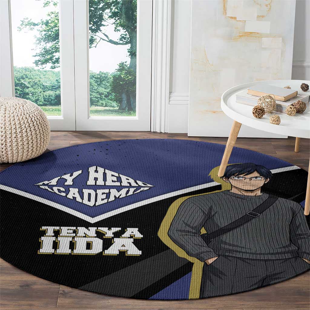 Tenya Iida My Hero Academia Round Carpet Anime Grunge Splatter Graphic Style