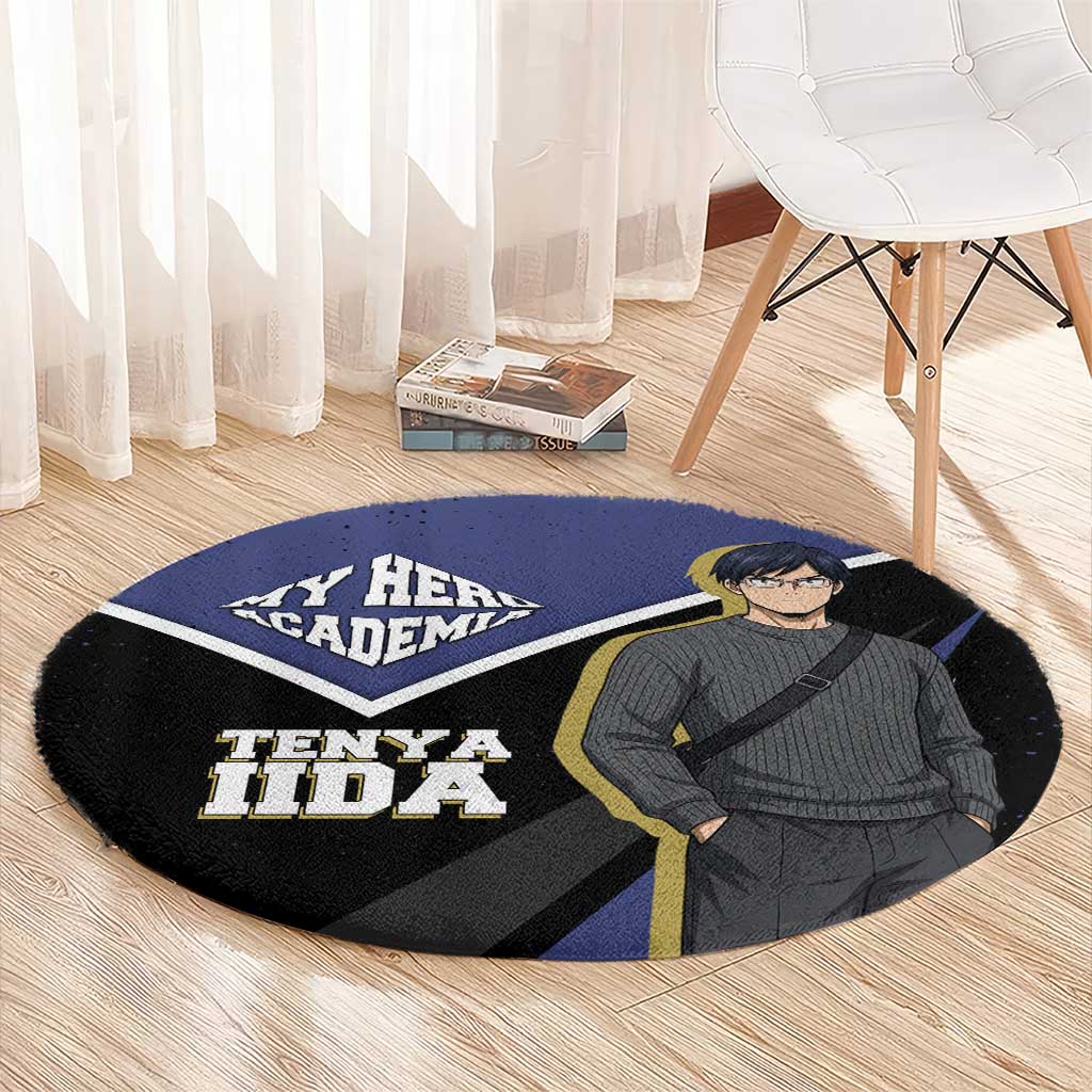 Tenya Iida My Hero Academia Round Carpet Anime Grunge Splatter Graphic Style