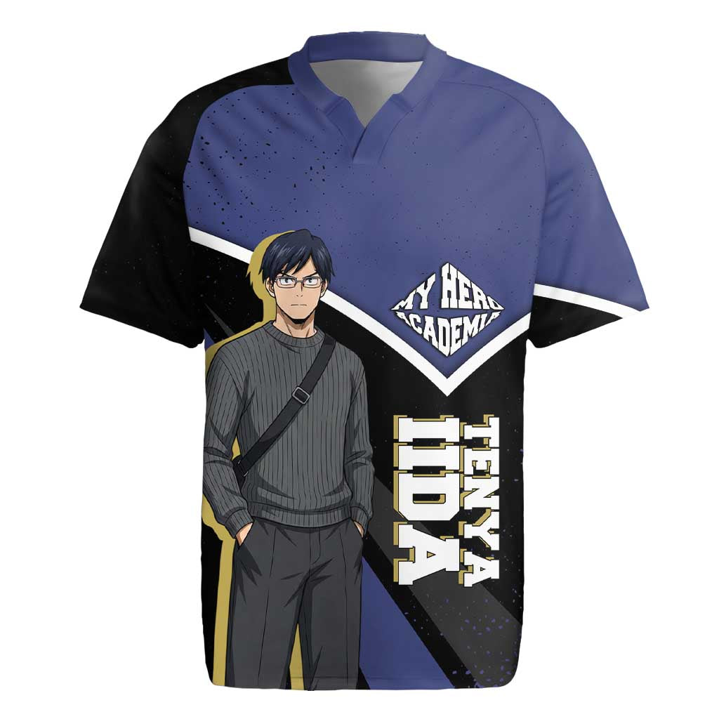 Tenya Iida My Hero Academia Rugby Jersey Anime Grunge Splatter Graphic Style