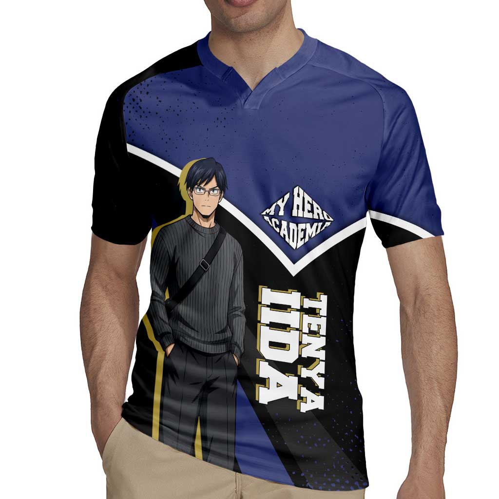 Tenya Iida My Hero Academia Rugby Jersey Anime Grunge Splatter Graphic Style