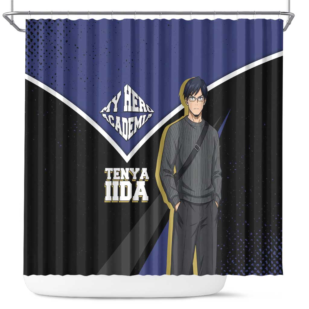 Tenya Iida My Hero Academia Shower Curtain Anime Grunge Splatter Graphic Style