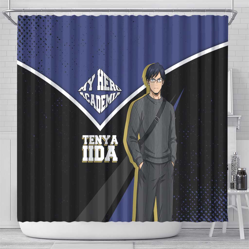 Tenya Iida My Hero Academia Shower Curtain Anime Grunge Splatter Graphic Style